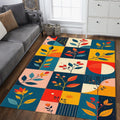 Modern Floral Design Rug, Scandinavian Rug, Abstract Area Rug