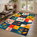 Modern Floral Design Rug, Scandinavian Rug, Abstract Area Rug