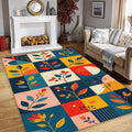 Modern Floral Design Rug, Scandinavian Rug, Abstract Area Rug