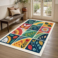 Abstract Area Rug, Modern Floral Design Rug, Scandinavian Rug