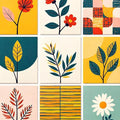 Abstract Area Rug, Modern Floral Design Rug, Scandinavian Rug