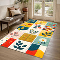 Abstract Area Rug, Modern Floral Design Rug, Scandinavian Rug