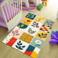 Abstract Area Rug, Modern Floral Design Rug, Scandinavian Rug