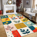 Abstract Area Rug, Modern Floral Design Rug, Scandinavian Rug