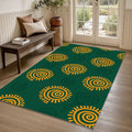 Green Rug, Abstract Area Rug, Graphic Design Rug, Living Room