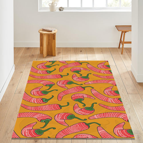 Chili Pepper Pattern Rug, Abstract Area Rug, Living Room Decor