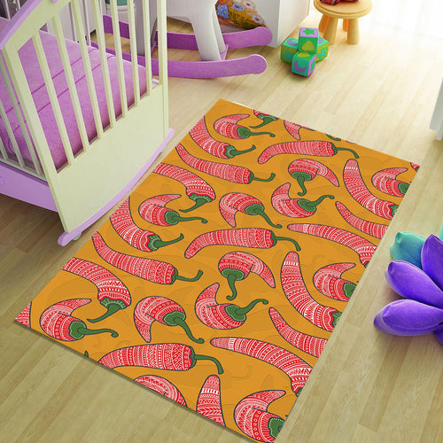 Chili Pepper Pattern Rug, Abstract Area Rug, Living Room Decor