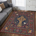 Medieval Design Cross Rug, Christian Prayer Mat, Faith-Inspired