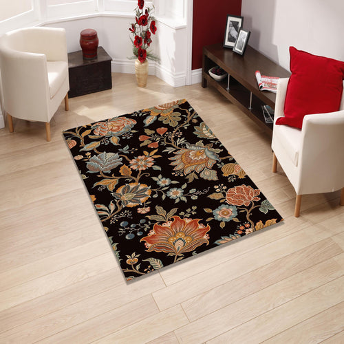 Floral Area Rug, Abstract Design Rug, Non-Slip Rug, Chintz Rug