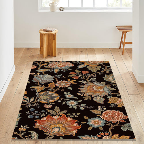 Floral Area Rug, Abstract Design Rug, Non-Slip Rug, Chintz Rug