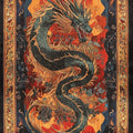 Dragon Motif Rug, Oriental rug, Abstract Rug, Non-Slip Rug
