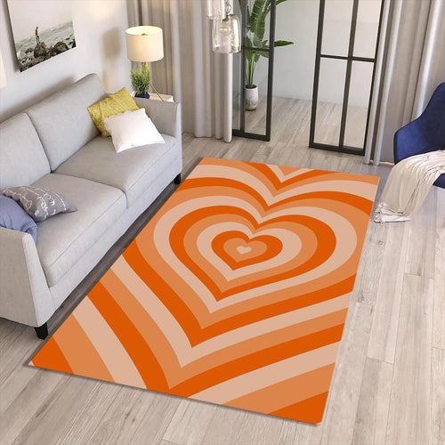 Heart Tunnel Pattern Rug, Orange Rug, Home Decor Rug, Colorful
