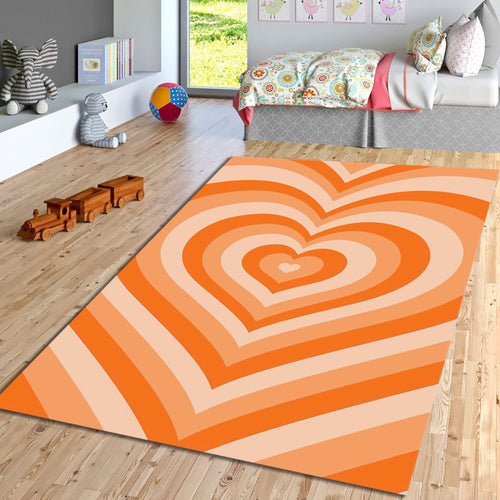 Heart Tunnel Pattern Rug, Orange Rug, Home Decor Rug, Colorful