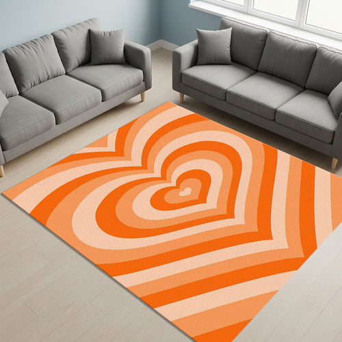 Heart Tunnel Pattern Rug, Orange Rug, Home Decor Rug, Colorful