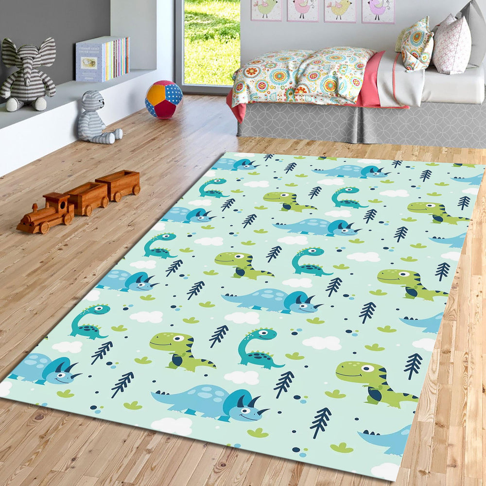Cartoon Dinosaur Pattern Rug, Kids Playroom Carpet