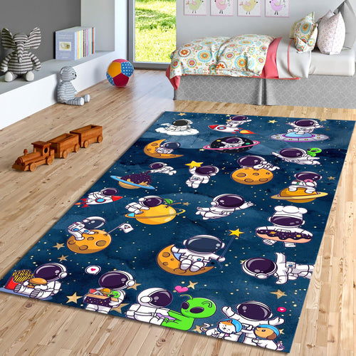 Astronaut Kids Rug, Space Adventure, Nursery Playroom Carpet