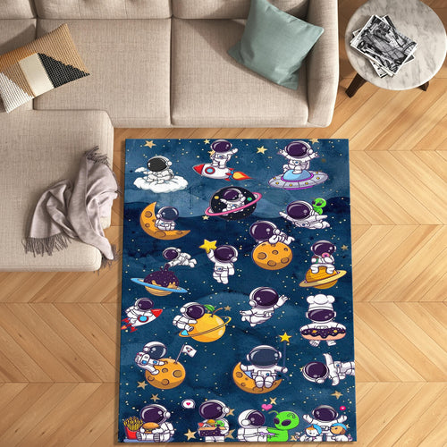 Astronaut Kids Rug, Space Adventure, Nursery Playroom Carpet