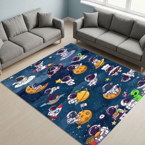 Astronaut Kids Rug, Space Adventure, Nursery Playroom Carpet