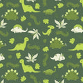 Dinosaur Pattern Kids Rug, Green Reptile Play Mat