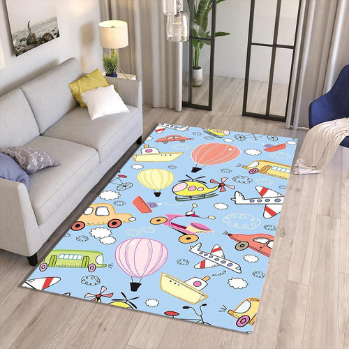 Vehicle Motif Kids Rug, Nursery Play Mat, Custom Design