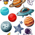 Planets & Astronaut Rug, Kids Nursery Playroom Carpet