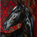 Horse Art Rug, Oriental Style Carpet, Rustic Home Decor