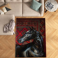 Horse Art Rug, Oriental Style Carpet, Rustic Home Decor