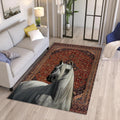 Horse Art Rug, Oriental Style Artwork Carpet, Rustic Home Decor