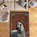 Horse Art Rug, Oriental Style Artwork Carpet, Rustic Home Decor