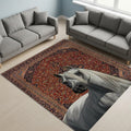 Horse Art Rug, Oriental Style Artwork Carpet, Rustic Home Decor