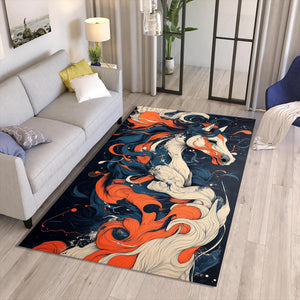 Abstract Horse Art Area Rug, Colorful Living Room Carpet