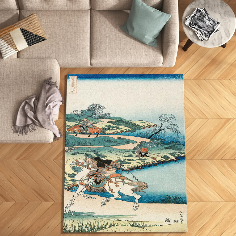 Japanese Hokusai Art Rug, Rustic Decor, Rugs For Living Room