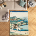 Japanese Hokusai Art Rug, Rustic Decor, Rugs For Living Room