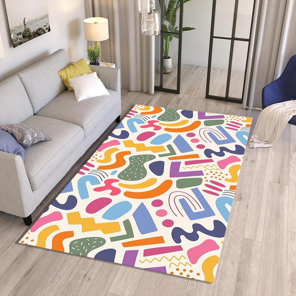 Colorful Rug, Abstract Art Rug, Multicolored Rug, Geometric