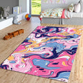 Purple Marbling Art Rug, Abstract Colorful Home Decor