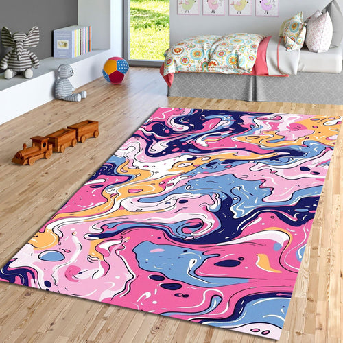 Purple Marbling Art Rug, Abstract Colorful Home Decor