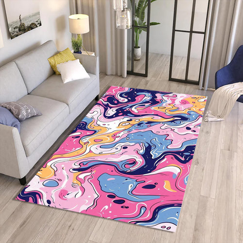 Purple Marbling Art Rug, Abstract Colorful Home Decor