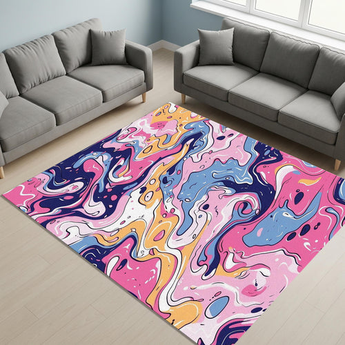 Purple Marbling Art Rug, Abstract Colorful Home Decor