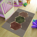 Abstract Hexagon Rug, Gilded Edges, Modern Geometric Art