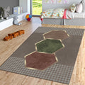 Abstract Hexagon Rug, Gilded Edges, Modern Geometric Art