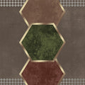 Abstract Hexagon Rug, Gilded Edges, Modern Geometric Art