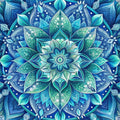 Blue Mandala Rug, Non-Slip Boho Carpet, Zen Decor