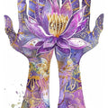 Lotus Flower Hands Area Rug, Spiritual Meditation Carpet, Purple