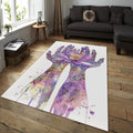 Lotus Flower Hands Area Rug, Spiritual Meditation Carpet, Purple