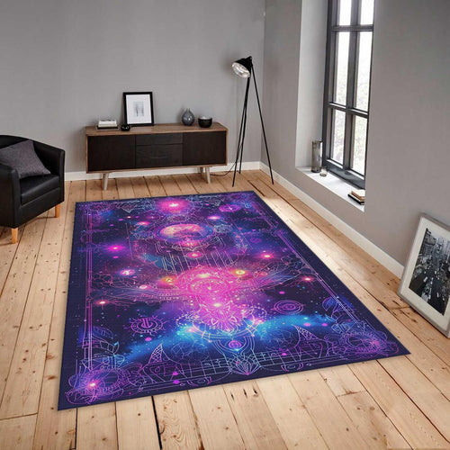 Psychedelic Galaxy Area Rug, Spiritual Zen Decor