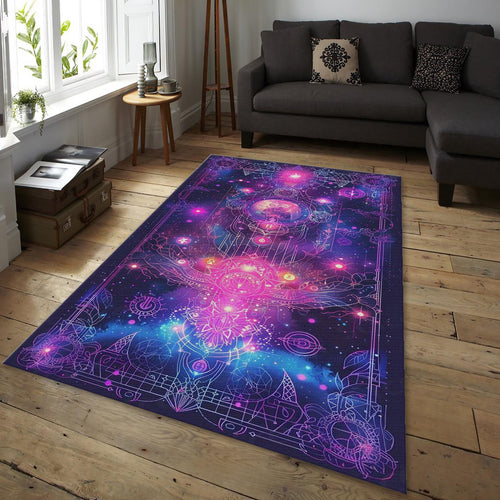 Psychedelic Galaxy Area Rug, Spiritual Zen Decor