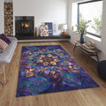 Purple Gold Mandala Rug, Spiritual Zen Decor, Non-Slip Carpet
