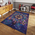 Purple Gold Mandala Rug, Spiritual Zen Decor, Non-Slip Carpet