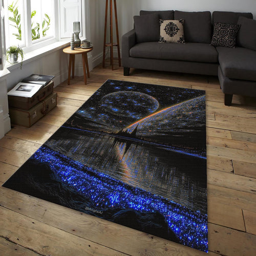 Celestial Galaxy Area Rug, Starry Night Sky, Non-Slip Floor Mat