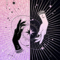 Celestial Hands Area Rug, Goth Witchy Decor, Pink & Black Duality